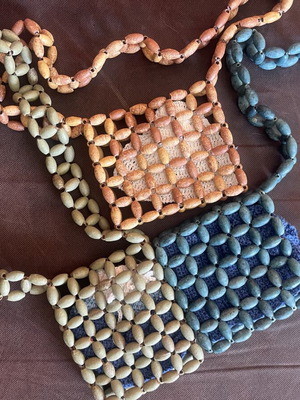Ceramic woven handbags like new, multicolor