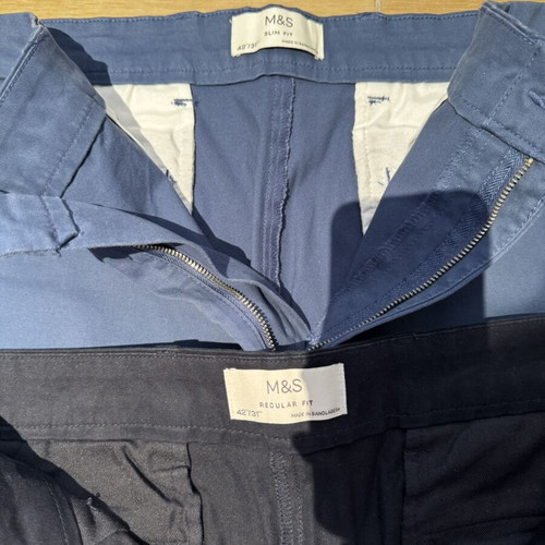 Marks & Spencer men's fabric pants XXL like new, blue, slim and regular fit, pack of 2