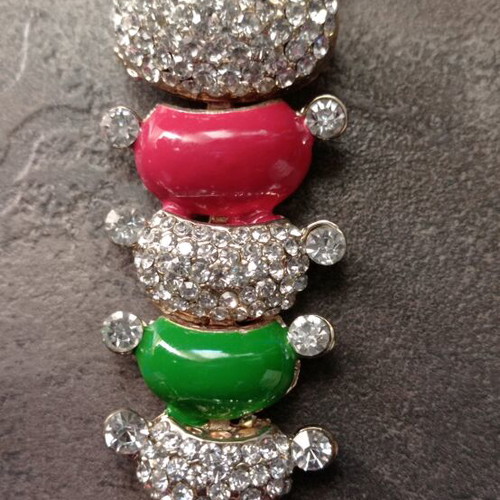 Betsey Johnson pendant necklace with caterpillar and rhinestones like new