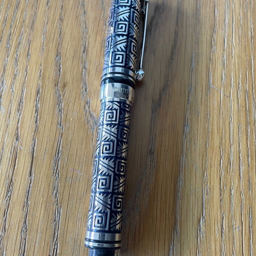 Campo Marzio carved embossed pen in silver and black, like new