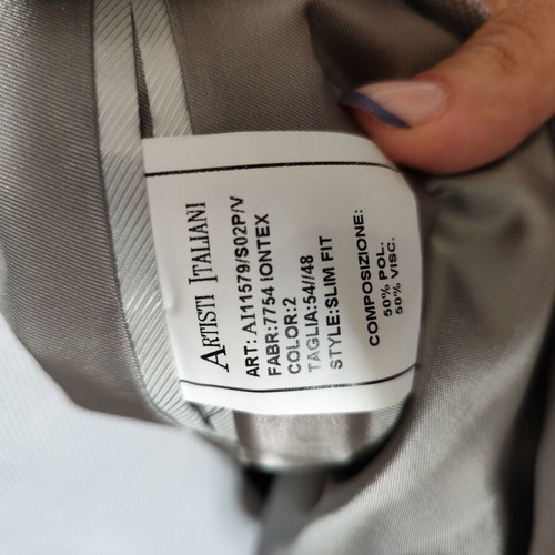 Artisti Italiani wedding suit like new, light gray slim fit, size 54/48