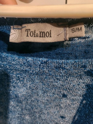 Toi&Moi long blouse with three-quarter sleeve like new, blue, size S-M