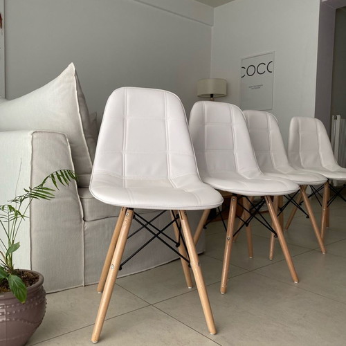 White leather chairs new, set of four