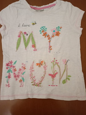 Next White T-shirt "I Love My Mom" Like New, Girls 3-4 Years