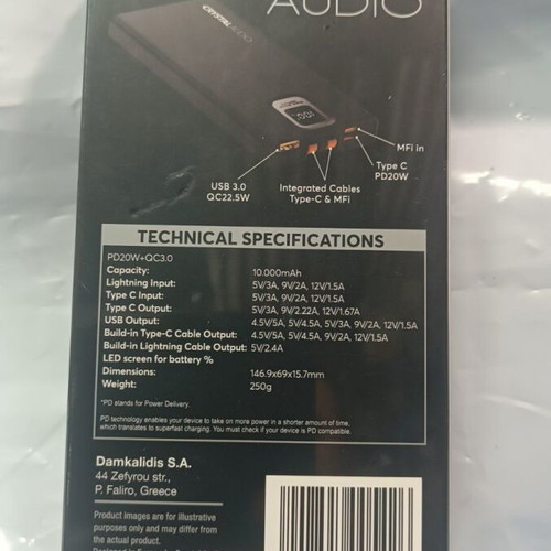 Cellular Line Turbo Powerbank 10,000 mAh New with Seal