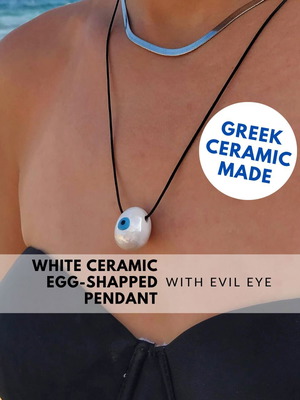 Λευκό κεραμικό κρεμαστό με μπλε μάτι καινούργιο
