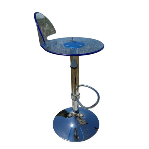 Metal stool with transparent Plexiglas seat new