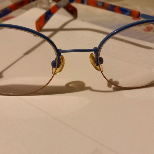 Prada blue eyeglass frame used with -3 diopter lenses