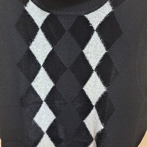 Wool sweater new, black and grey, turtleneck, sizes XS to M