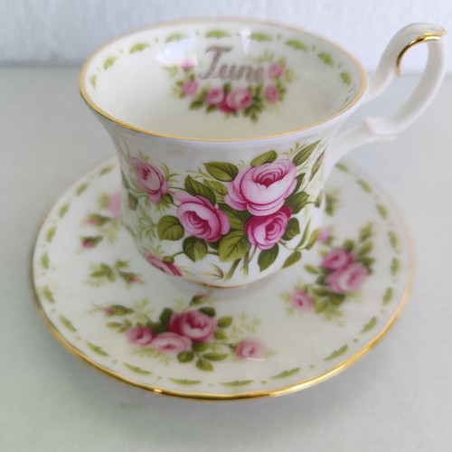 Royal Albert June Roses Coffee Cup and Saucer Fine Bone China New