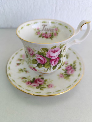 Royal Albert June Roses Coffee Cup and Saucer Fine Bone China New