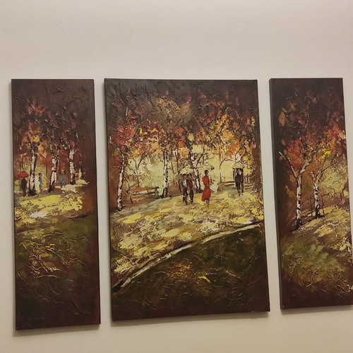Triptych painting used, autumn theme