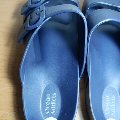 Ocean Addicts men's double buckle slippers, blue, size 44