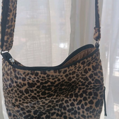 Leopard messenger bag medium size synthetic fur