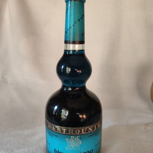 Kastrounis Bleu Curacao Dionyssos Rhodes vintage bottle 70cl full