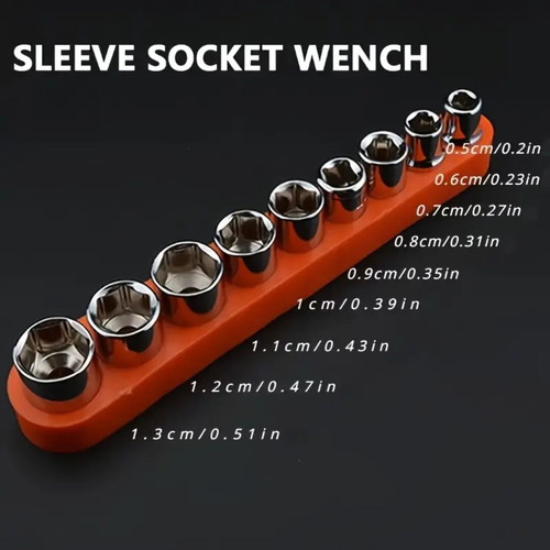 Socket wrench set 9pcs new, 1/4" drive