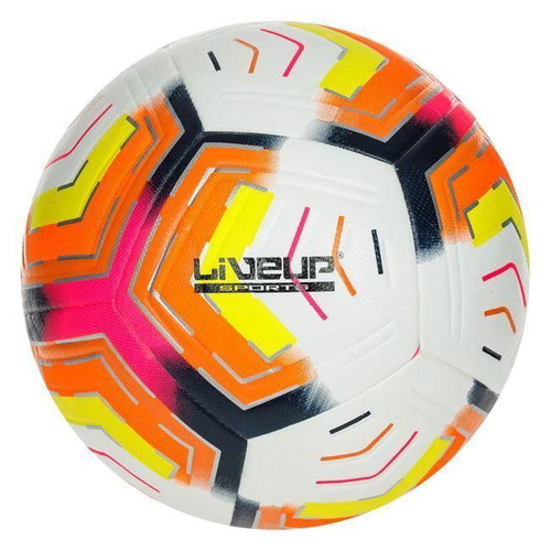 Liveup Soccer Ball No.5 New, White Orange Fuchsia