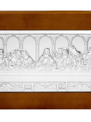 Silver Icon Last Supper like new, 40x20 cm with wooden base