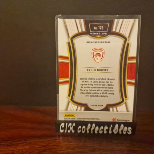 Panini Euroleague Select Olympiacos Tyler Dorsey Red Cracked Ice Premier Level