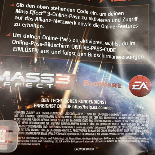 Mass Effect 3 PS3 game used, complete with booklet