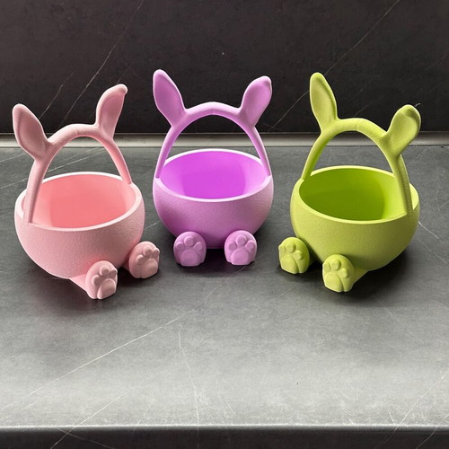 Easter basket bowl shaped like a bunny new in lilac pink green
