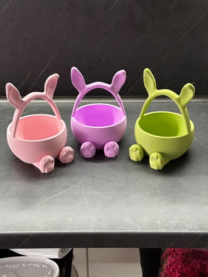 Easter basket bowl shaped like a bunny new in lilac pink green