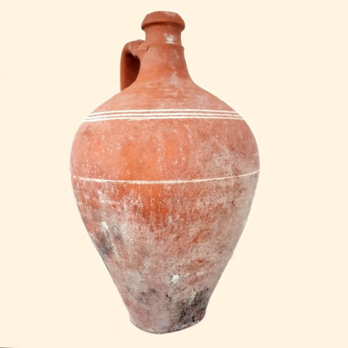 Authentic Refugee Clay Botza 1920 Kavala used, handmade red clay