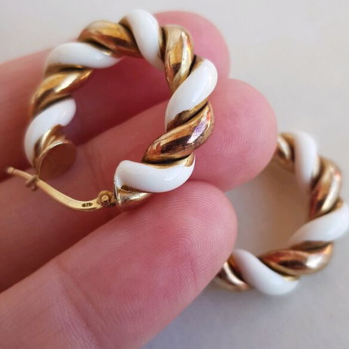 Silver 925 hoop earrings used with enamel, gold plated