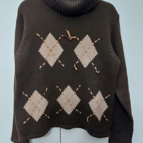Y2K wool sweater, brown, size L