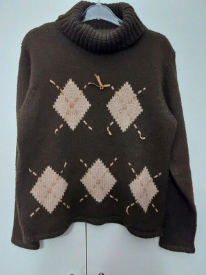 Y2K wool sweater, brown, size L