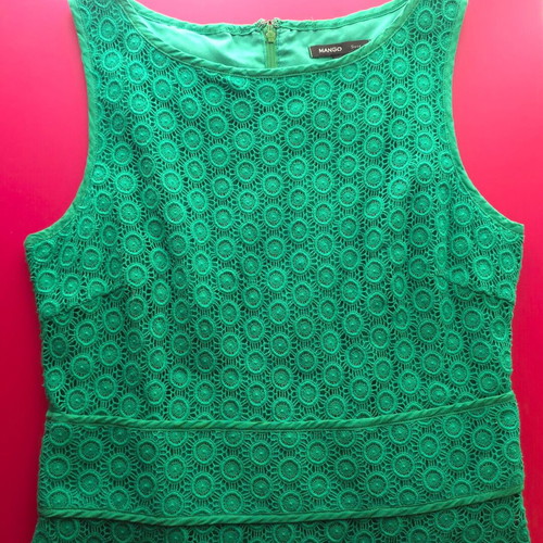 Mango lace dress, green, size L