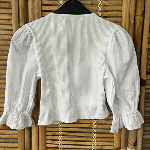 Costes Studio white ribbed puff sleeve top, size S
