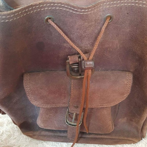 Leather backpack handmade like new, brown