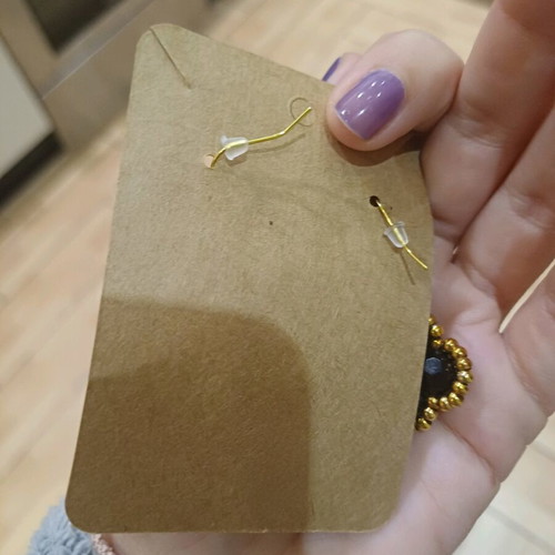 Long black earrings with gold handmade new