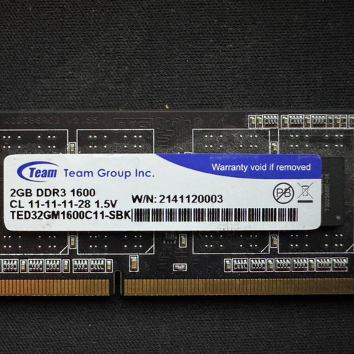 TeamGroup 2GB DDR3-1600MHz RAM for Laptop like new