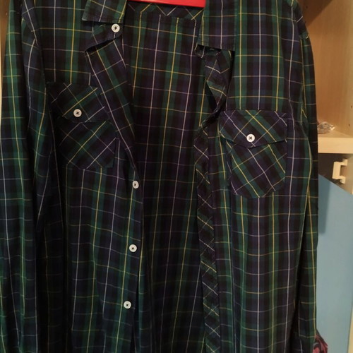 Men's shirt L like new, blue and green
