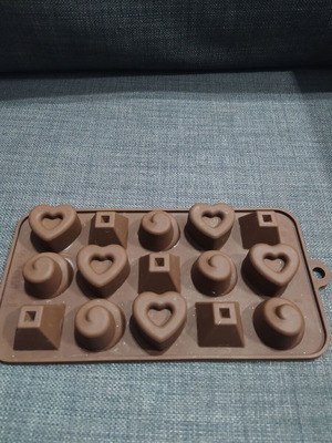 Silicone mold for chocolates used