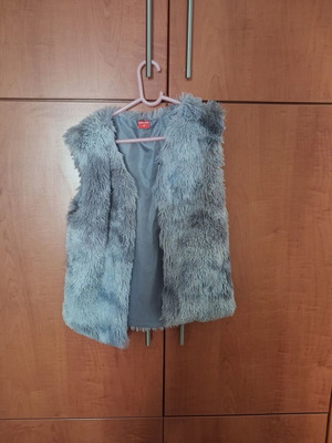 Reflex sleeveless fur vest for girls, grey