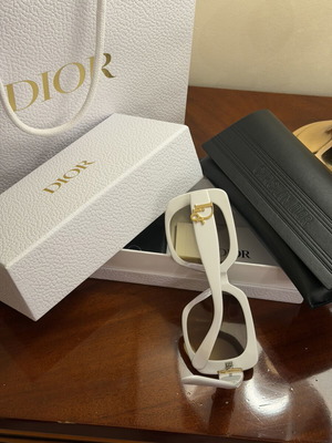 Dior sunglasses with white frame and dark gold lens new