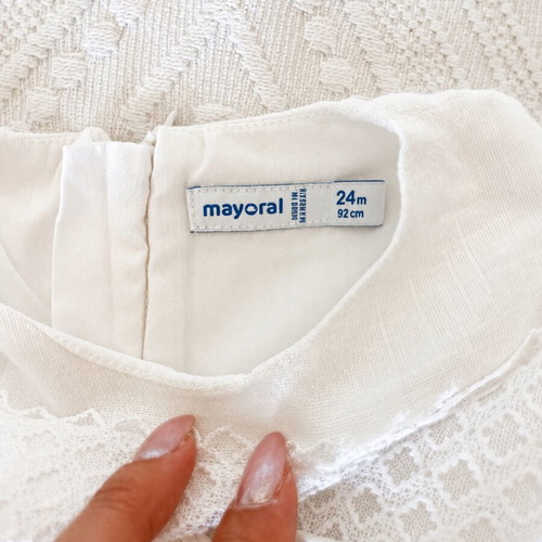 Mayoral white dress with belt for 2 years or up to 92 cm, like new