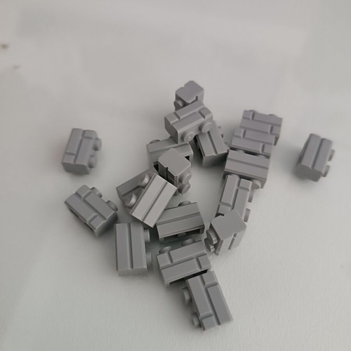 Lego bricks 1x2 light bluish gray with masonry profile