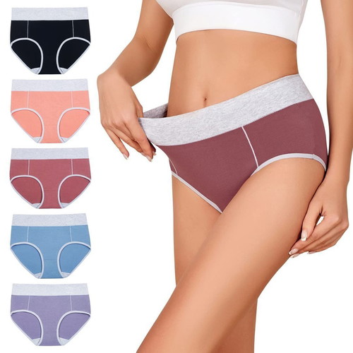Women's Cotton High Waist Bikini Underwear Pack of 5 New