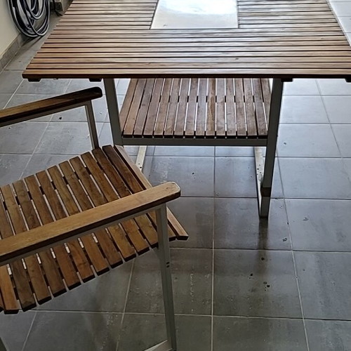 IKEA KVARNÖ garden table with 2 chairs set used