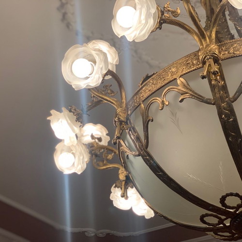 Bronze lamps with glass like new, set of 6 pieces