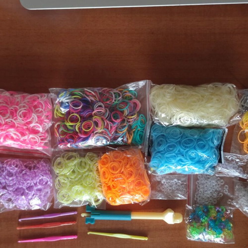 Loom Bands Set with Tools and Glow-in-the-Dark Rubber Bands