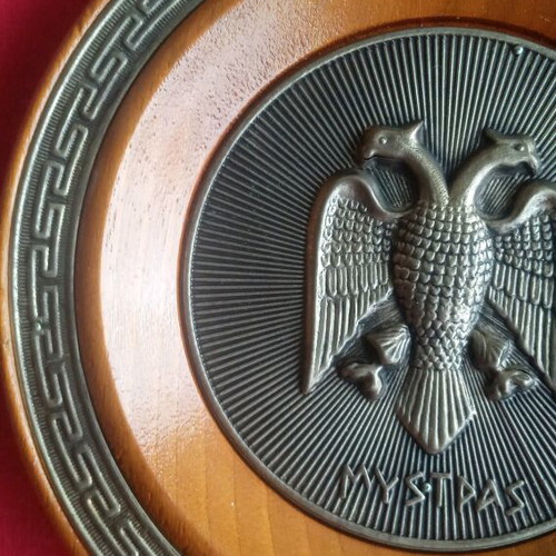 Wooden frame used with metal decoration Mystra double-headed eagle