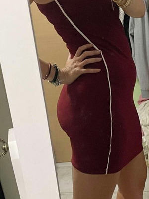 Pink Woman fitted dress like new, burgundy with white stripe