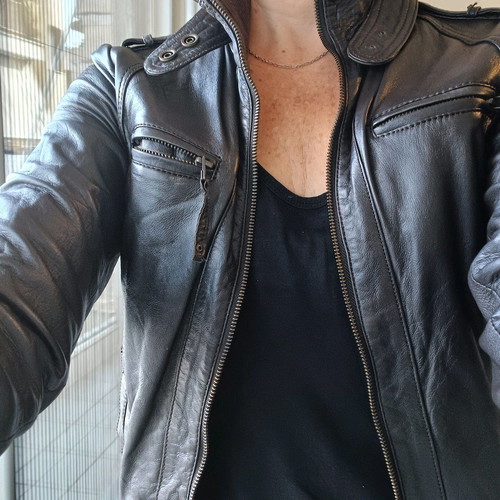 Pepe Jeans leather jacket used, brown, size M