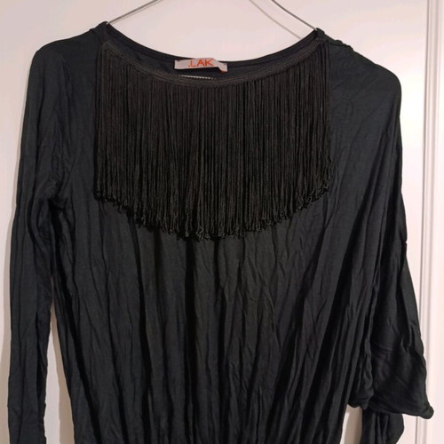 LAK black dress like new with fringes, size S