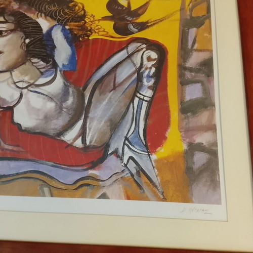 Mytaras Silk Screen Printing Antigone like new, framed 63x80 cm